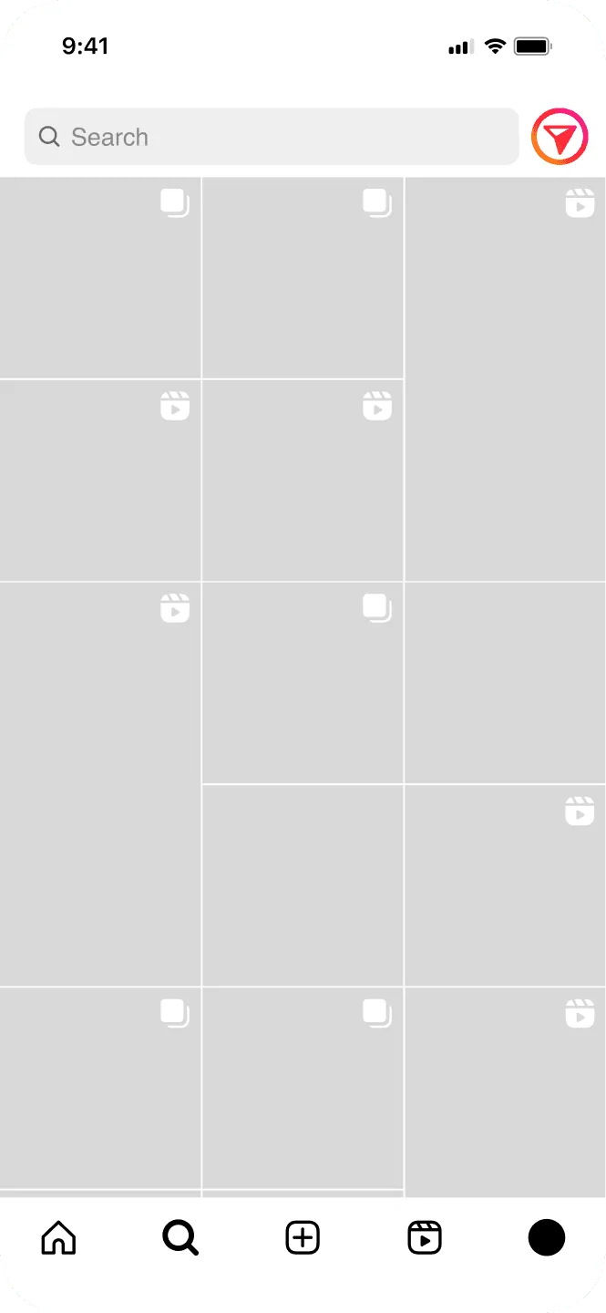 Low-fidelity sending wireframe: filter button in the search bar