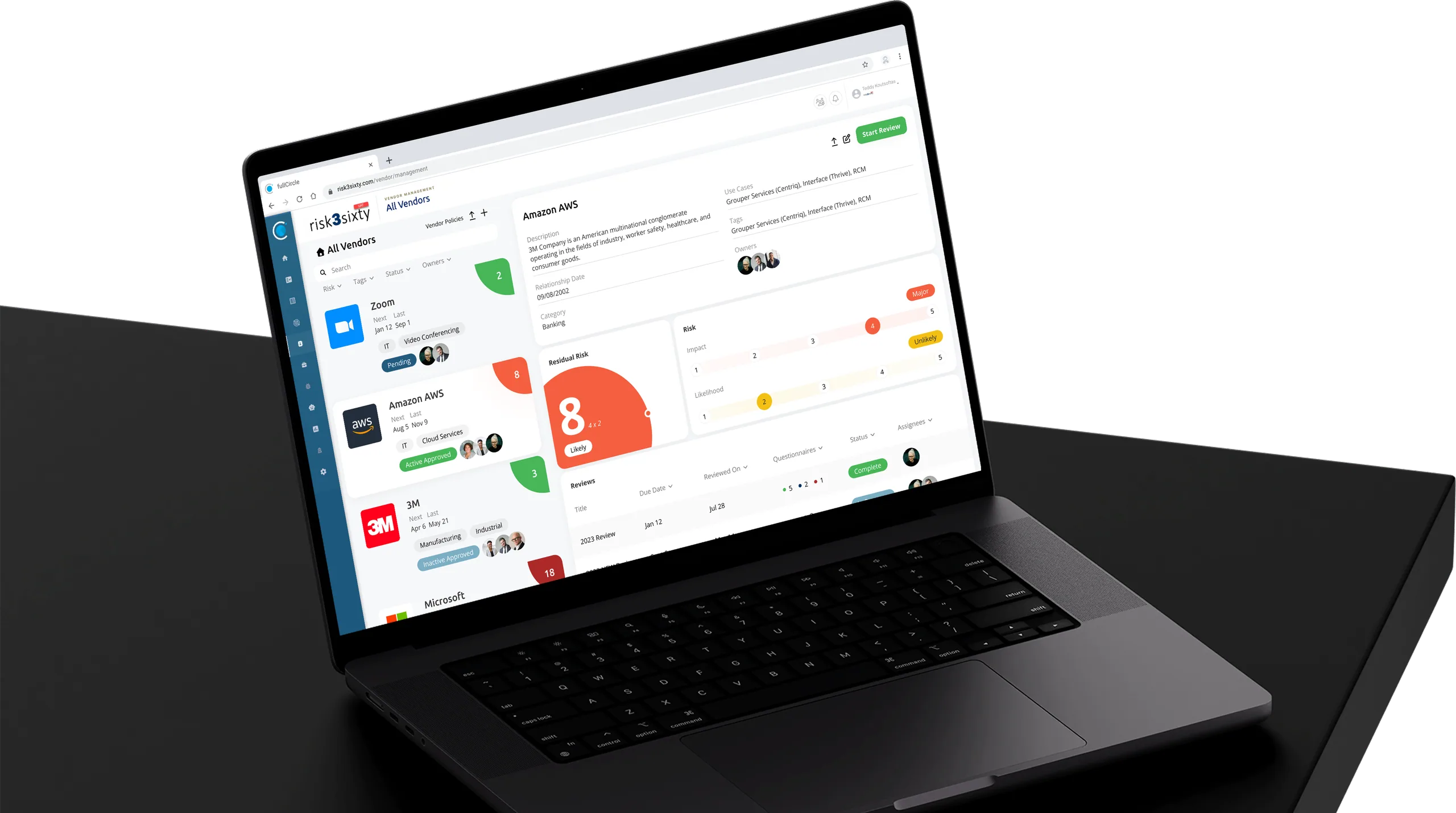 The redesigned Vendor Management page on a laptop